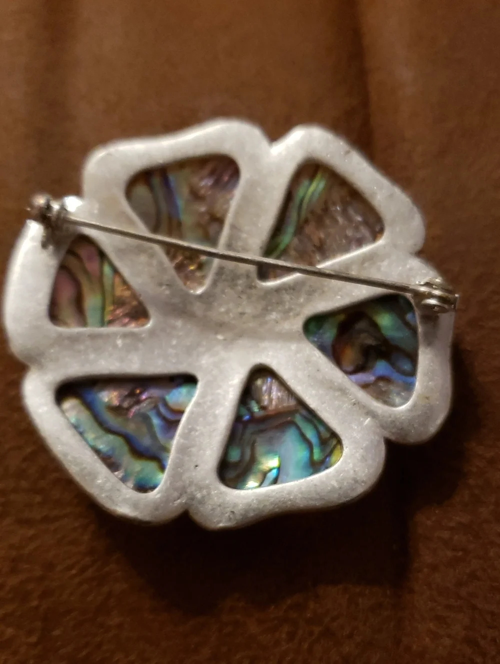 Mexican Abalone Inlay Flower Brooch Style